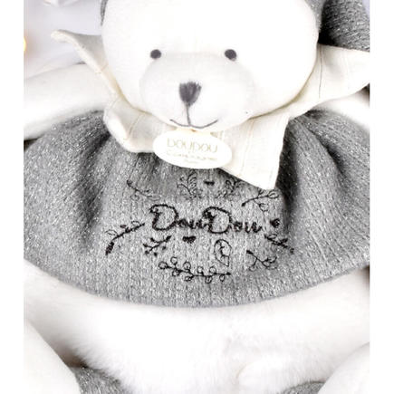 Peluche eveil Bébé Ours Blanc Argente - 30 cm DOUDOU ET COMPAGNIE - 5