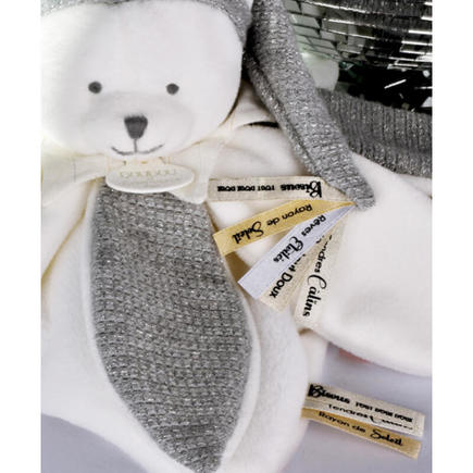 Doudou plat pétales Ours Blanc Argente - 25 cm DOUDOU ET COMPAGNIE - 3