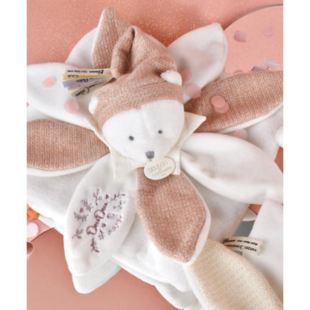 Doudou plat pétales Ours Blanc Rose - 25 cm DOUDOU ET COMPAGNIE - 7