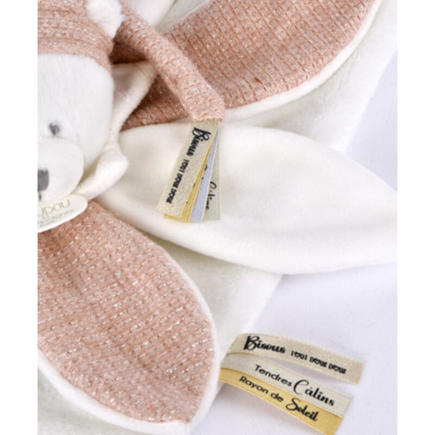 Doudou plat pétales Ours Blanc Rose - 25 cm DOUDOU ET COMPAGNIE - 2