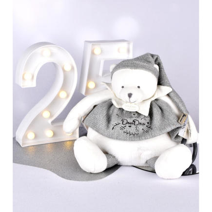 Peluche eveil Bébé Ours Blanc Argente - 30 cm DOUDOU ET COMPAGNIE - 4