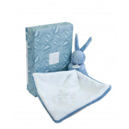 Doudou Lapin mouchoir 10 cm - Bleu DOUDOU ET COMPAGNIE