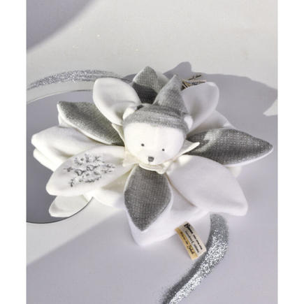 Doudou plat pétales Ours Blanc Argente - 25 cm DOUDOU ET COMPAGNIE - 5