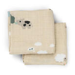 Lot de 2 Langes Tiny farm Sable
