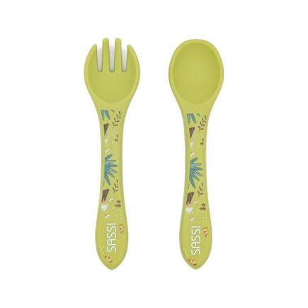 Couverts en silicone Cracky le dinosaure Vert SASSI