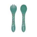 Couverts en silicone Crunchy le renard Vert d'eau