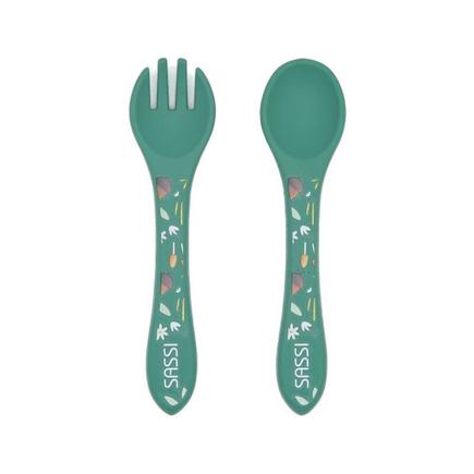 Couverts en silicone Crunchy le renard Vert d'eau SASSI