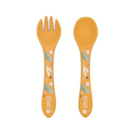 Couverts en silicone Chompy le lion Jaune SASSI