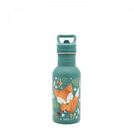 Gourde en inox Crunchy le renard 500 ml Vert d'eau SASSI