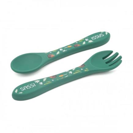 Couverts en silicone Crunchy le renard Vert d'eau SASSI - 2