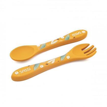 Couverts en silicone Chompy le lion Jaune SASSI - 2
