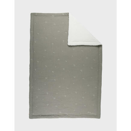 F&O Couverture 100X140cm, mousseline brodée & sherpa - Kaki NOUKIE 'S - 5
