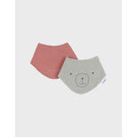 Set 2 bavoirs bandana Eponge & Mousseline - Rouge