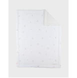 F&O Couverture 75X100cm, mousseline brodée & sherpa - Blanc