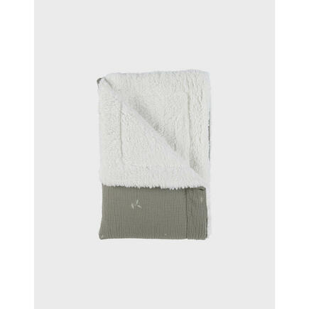 F&O Couverture 75X100cm, mousseline brodée & Sherpa - kaki NOUKIE 'S - 5