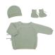 Lot Brassiere Bonnet Chausson 0-1m Vert Olive