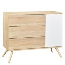 Commode 1 porte 3 tiroirs Seventies Bois Blanc