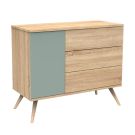 Commode 1 porte 3 tiroirs Seventies Sauge