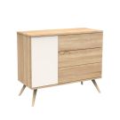 Commode 1 porte 3 tiroirs Seventies Vanille