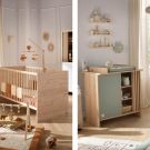 Chambre Duo Tokyo Sauge Lit bébé évolutif 70x140cm + Commode