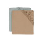 Lot de 2 Drap-housses Jersey 60x120cm Sea Green et Biscuit