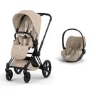 Poussette Duo Priam 5 Style + Siège auto Cloud T Plus Matt Black Cozy Beige