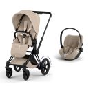 Poussette Duo e-Priam 3 Style + Siège auto Cloud T Plus Matt Black Cozy Beige