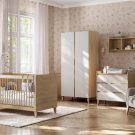 Chambre Trio Muve Chêne Sable Beige Lit bébé évolutif 70x140cm + Commode + Armoire