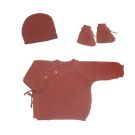 Lot Brassiere Bonnet Chausson 0-1m Terracotta