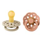 Lot de 2 sucettes en caoutchouc 0-6m Vanilla et Peach