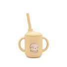 Tasse d'apprentissage en silicone avec paille Gnawy le paresseux Beige