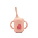 Tasse d'apprentissage en silicone avec paille Slurpy la pieuvre Rose