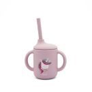 Tasse d'apprentissage en silicone avec paille Sparkly la licorne Violet