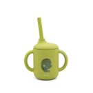 Tasse d'apprentissage en silicone avec paille Cracky le dinosaure Vert