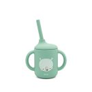 Tasse d'apprentissage en silicone avec paille Munchy l'ours Turquoise - sassi