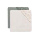 Lot de 2 Drap-housses Jersey 60x120cm Sea Green et Ivory