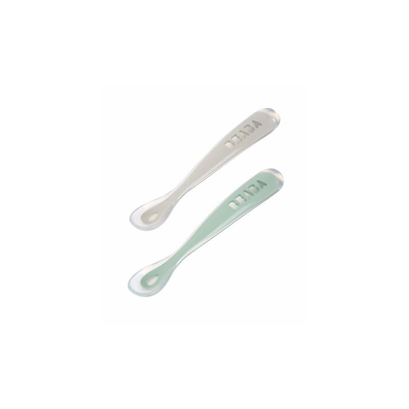 Cuilleres Silicone X2 1er Age Velvet Grey Sage Green - beaba