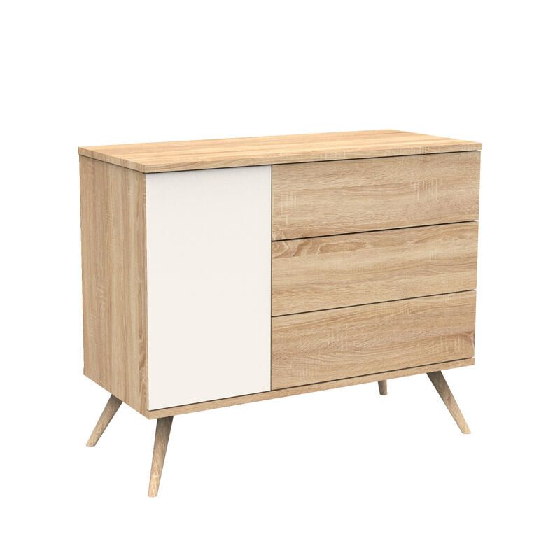 Commode 1 porte 3 tiroirs Seventies Vanille - sauthon