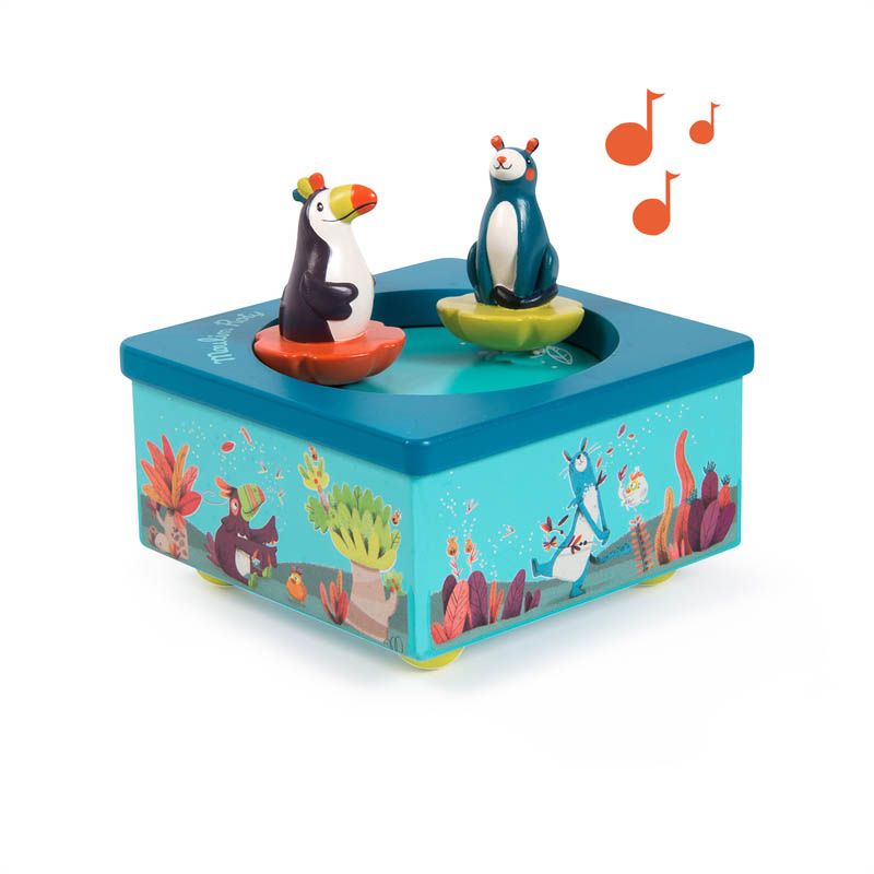 Boite A Musique Dans La Jungle Bleu - moulin roty