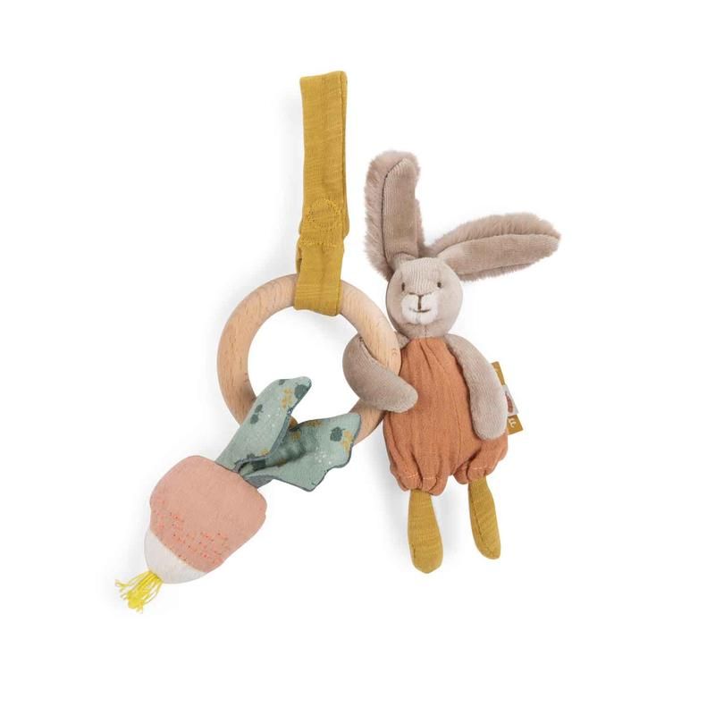 Hochet Anneau Bois Lapin Multicolore Trois Petits Lapins - moulin roty