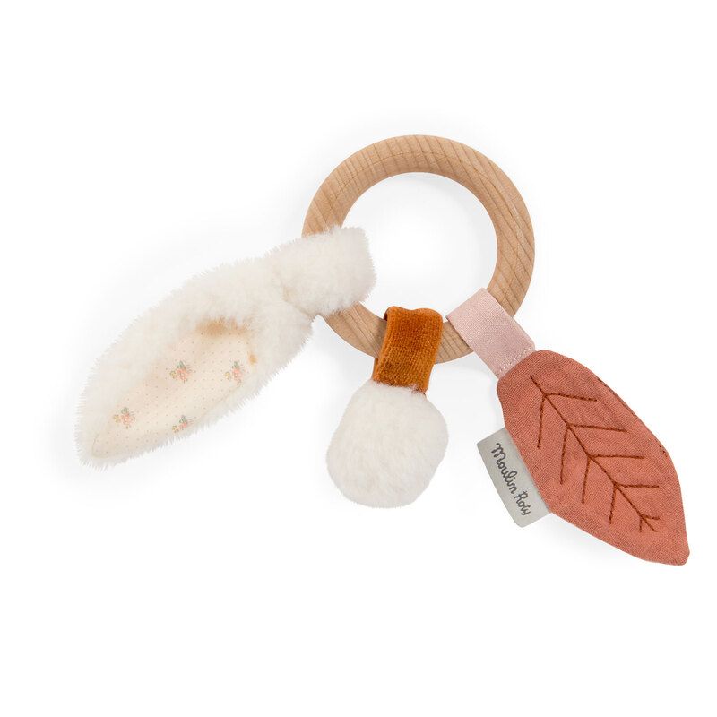 Anneau-hochet Bois Lapin Apres La Pluie Multicolore - moulin roty