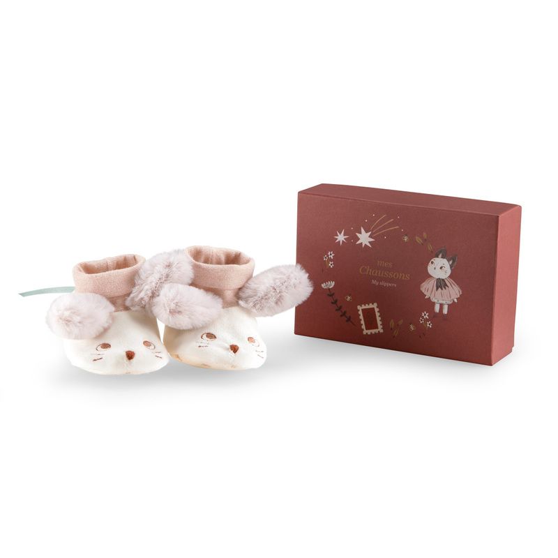 Chaussons Apres La Pluie Souris Rose - moulin roty