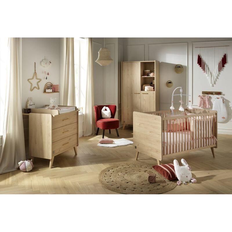 Chambre Trio Arty Lit bébé évolutif 70x140cm + Commode + Armoire - sauthon