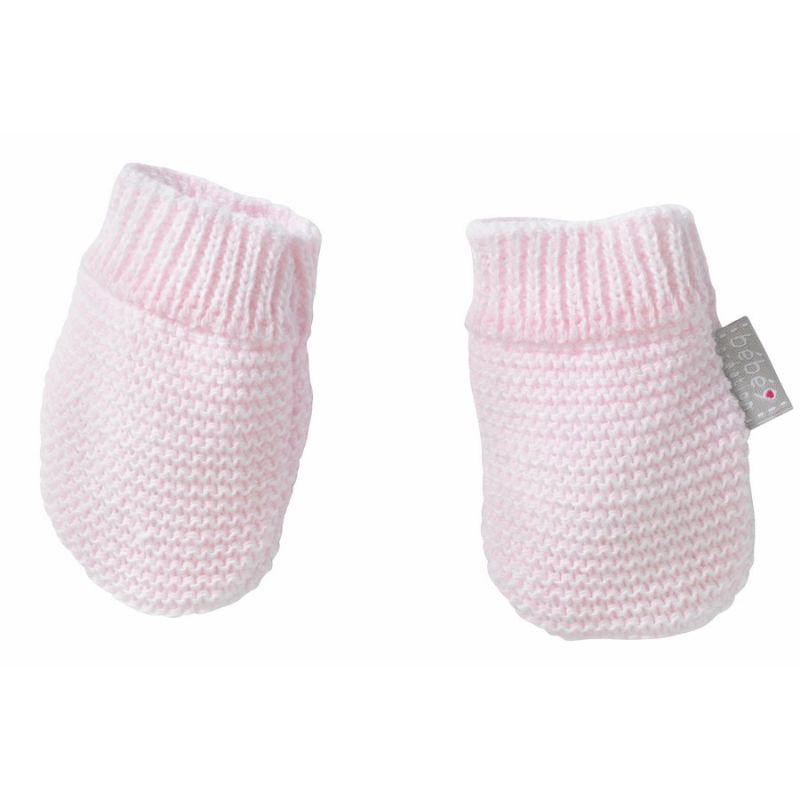 Moufles Maille Rose Naissance - bebe9 creation