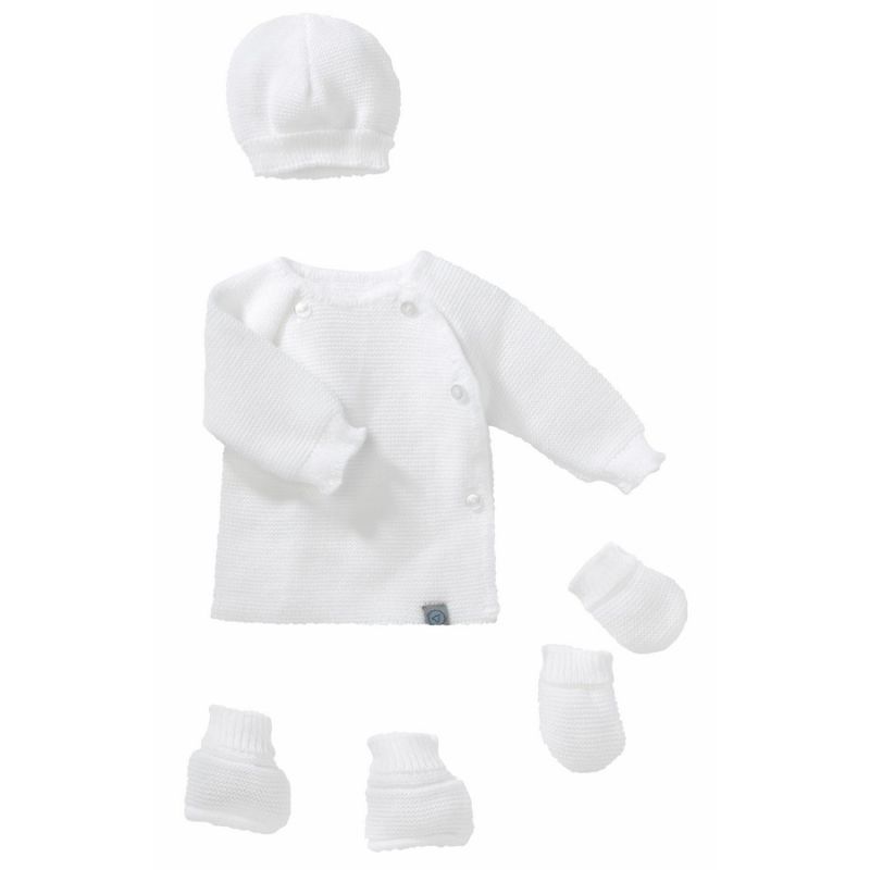 Lot Maternite Maille Blanc Naissance - bebe9 creation