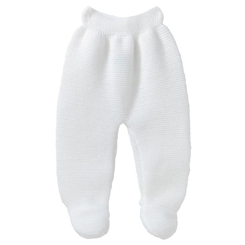 Pantalon Avec Pieds Maille Blanc Naissance - bebe9 creation