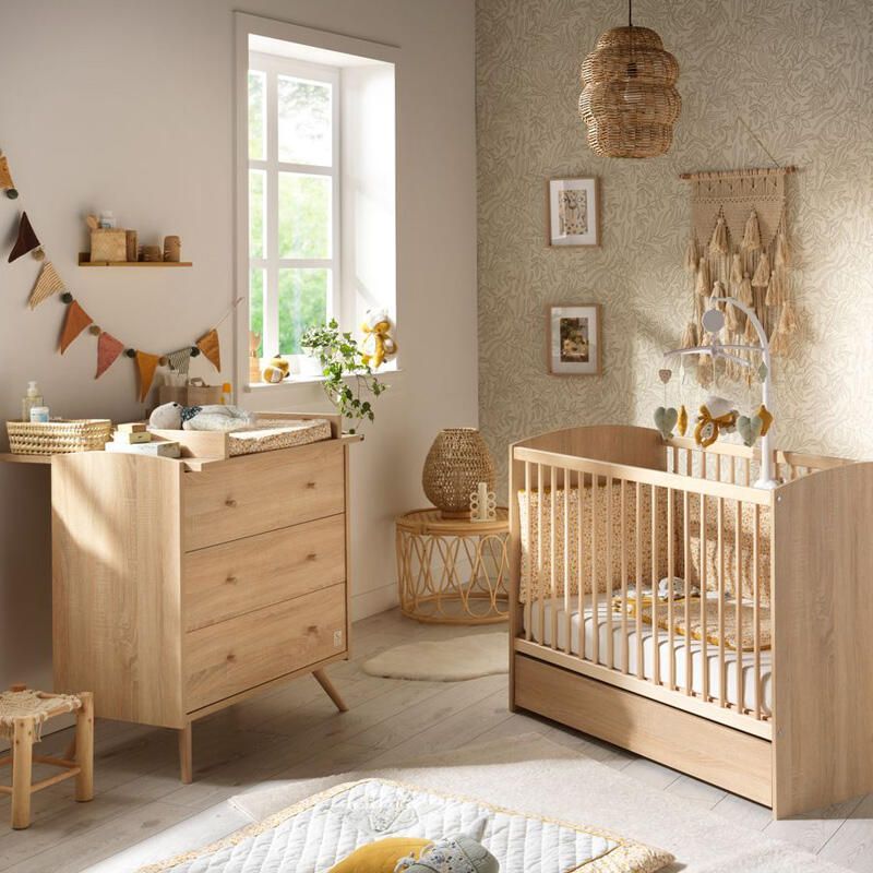 Chambre Duo Access Bois Lit bébé 60x120cm + Commode - sauthon