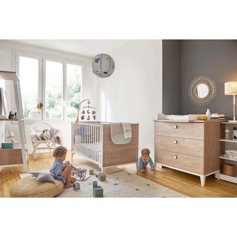 Chambre Duo Marcel Blanc Lit bébé évolutif 70x140cm + Commode - galipette