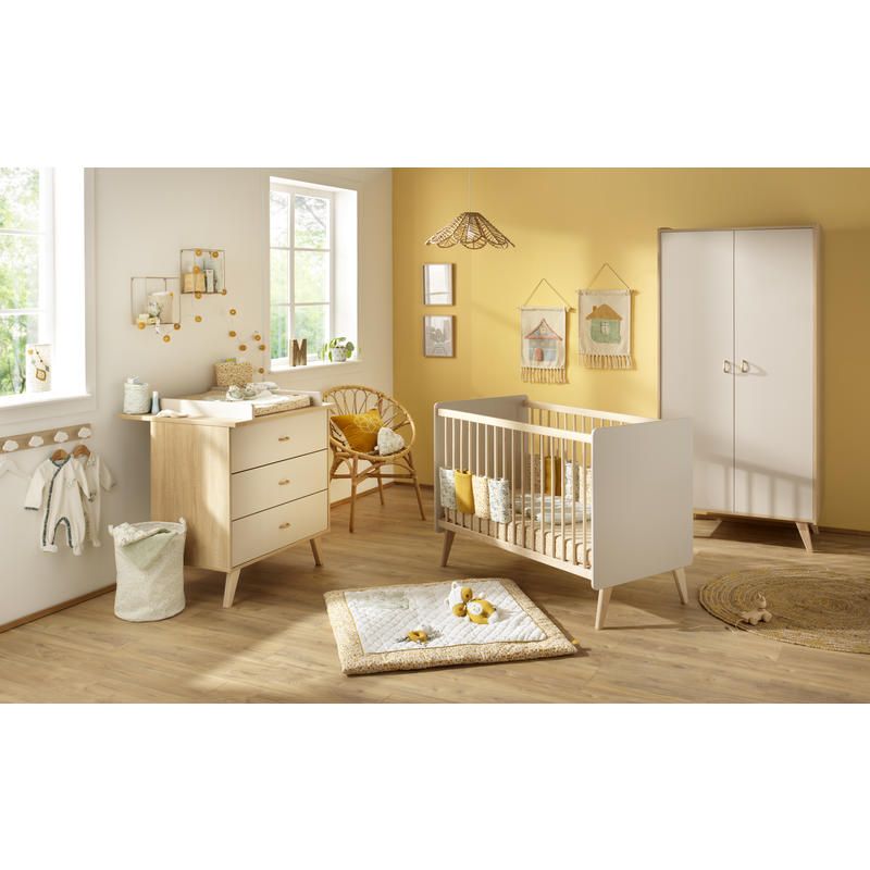 Chambre Trio Basile Lit bébé 60x120cm + Commode + Armoire - sauthon