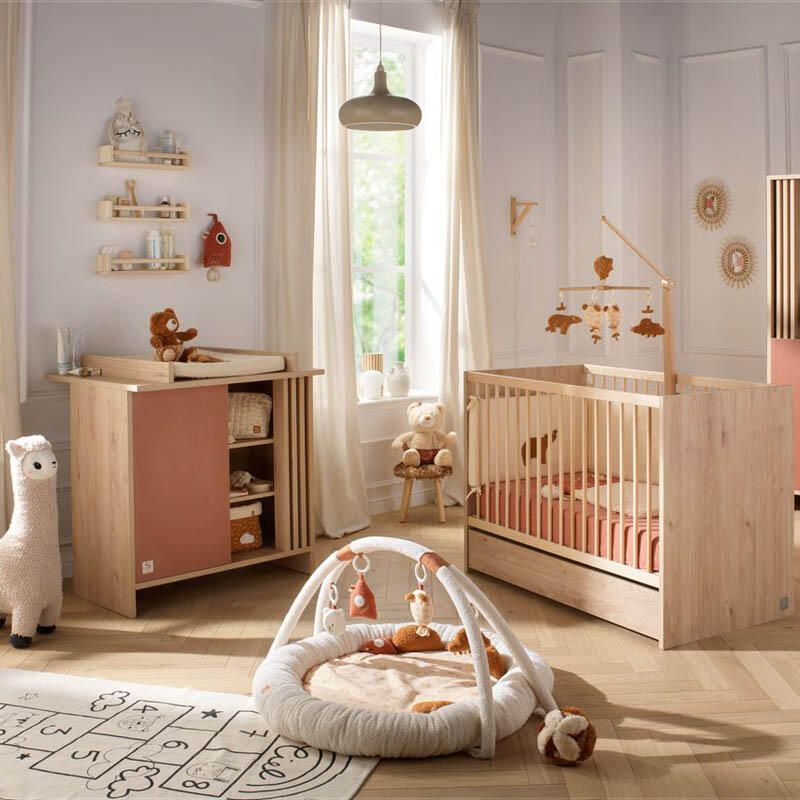 Chambre Duo Tokyo Terracotta Lit bébé 60x120cm + Commode - sauthon